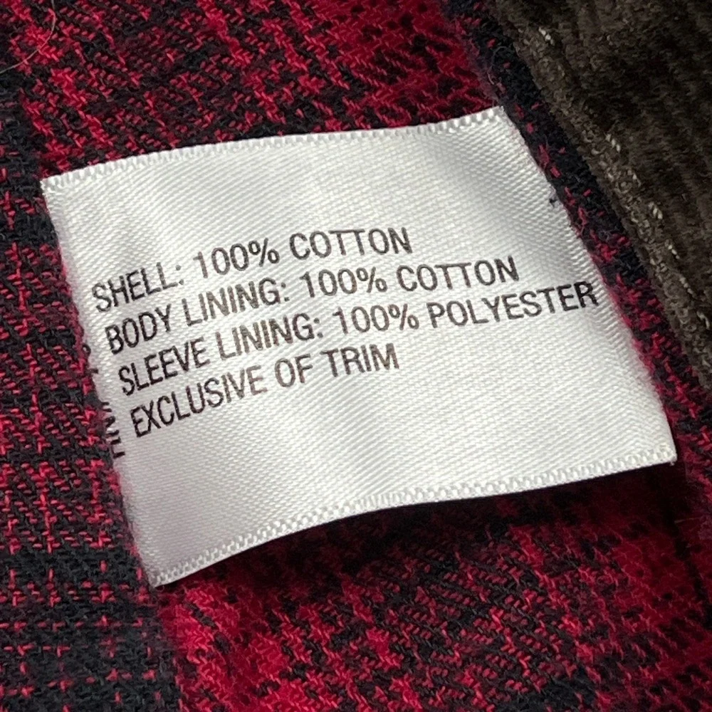 Orvis Barn Jacket Womens Small Red Canvas Plaid Lined Corduroy Collar Field Coat